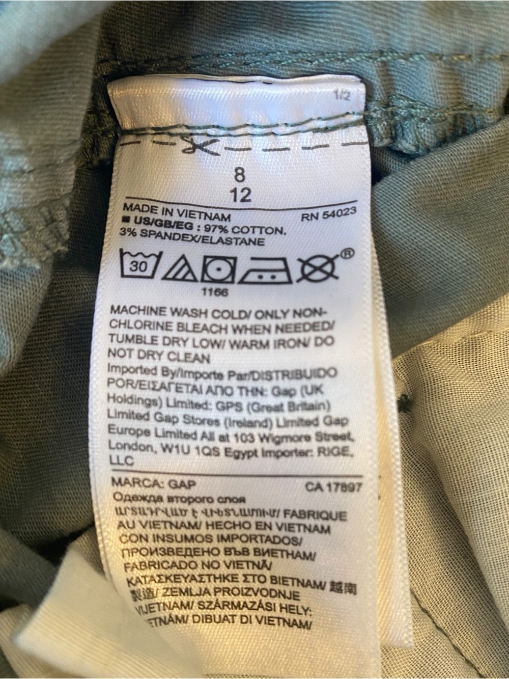 Gap Girlfriend Utility Cargo Shorts Women’s 8 Green Gray Camo Cotton Stretch - Picture 8 of 8